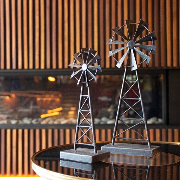 Adam & Friends Home Decor Metal Windmills (Large & Small) Sculpture | 2-Piece - Picture 4 of 4
